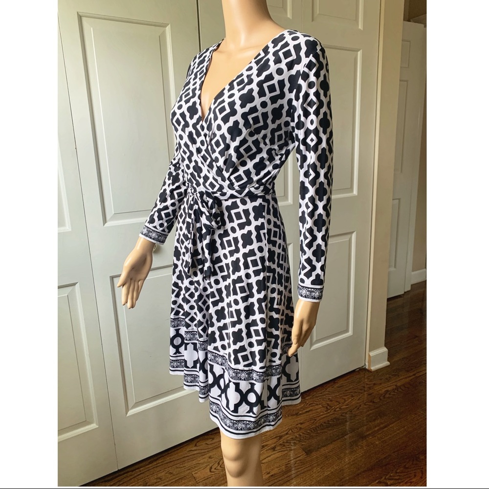 Black & white wrap dress
